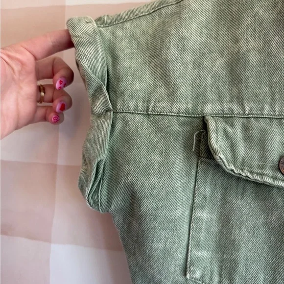 Vanilla Bay Washed Sage Button-Front Tiered Dress - Picture 4 of 7